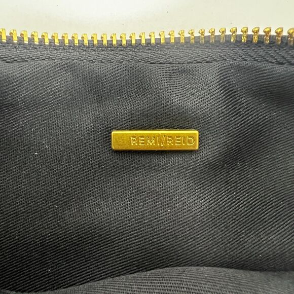 Remi Reid Black Leather Clutch Two Pouch Contrasting Leather Bag MISSING STRAP - Picture 11 of 11